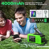 NITIGO 4000mAh Güneş Enerjili El Kranklı Acil Durum Radyosu