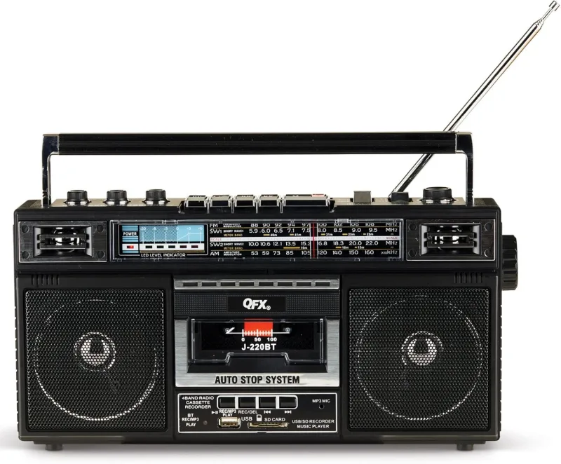 QFX J-220BT Boombox – Kaset Çalar, 4 Bant Radyo, Bluetooth