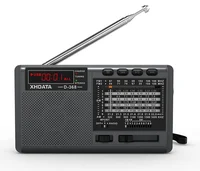 XHDATA D-368 Bluetooth radyo önden görünüm, LED ekran ve anten açık