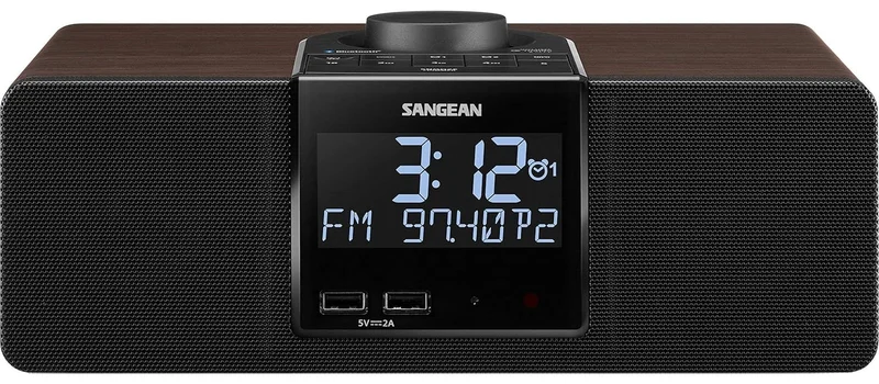 Sangean RCR-40 Ahşap Saatli Radyo – AM/FM RDS, Bluetooth, USB Şarj, Pil Yedeklemeli