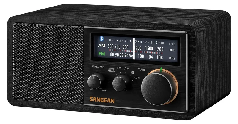 Sangean SG-118 Ahşap Masaüstü Radyo – AM/FM, Bluetooth, NFC, USB Şarj