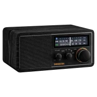 Sangean SG-118 radyo çapraz açıdan, ahşap kabin dokusu