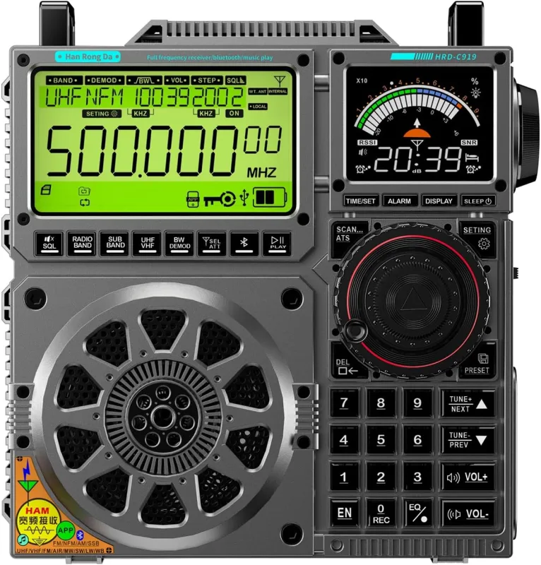 HanRongDa C919 Tam Bant Radyo – SSB/FM/MW/SW/LW/VHF/UHF/AIR/CB, Bluetooth, 20W Hoparlör