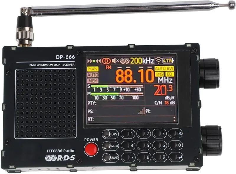 DEEPELEC DP-666 TEF6686 Tam Bant DSP Radyo – FM/AM/LW/MW/SW RDS, 2.8" Dokunmatik Renkli Ekran
