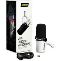 Shure MV7+ Podcast Dynamic Microphone USB-C & XLR Podcast Mikrofonu – OBS Certified Yayıncı Mikrofonu, LED Touch Panel, Auto Level Mode, Digital Pop Filter, Reverb Efektleri – Beyaz