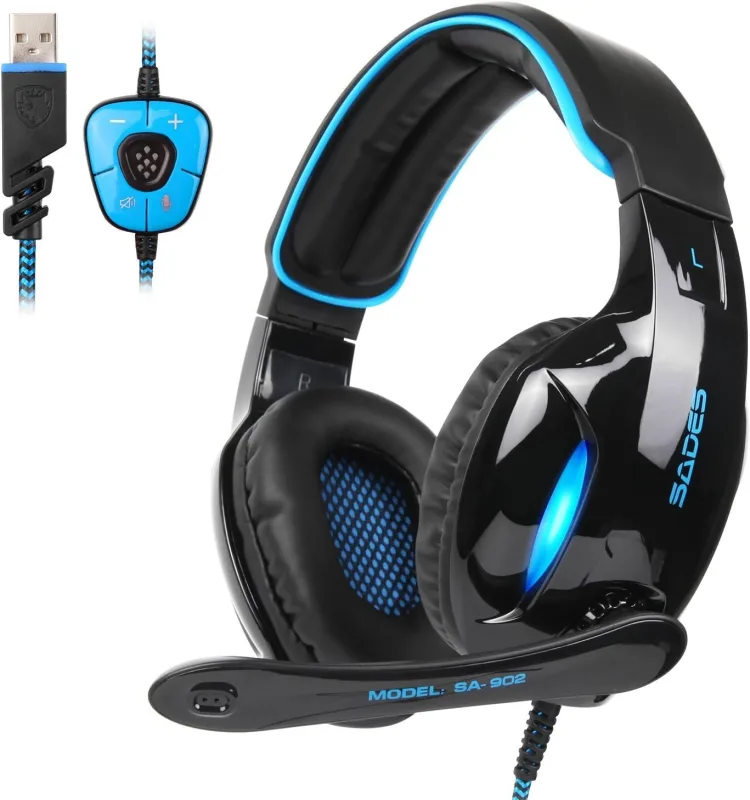 SADES SA902 7.1 USB Gaming Kulaklık Over-Ear Mikrofonlu LED Işıklı