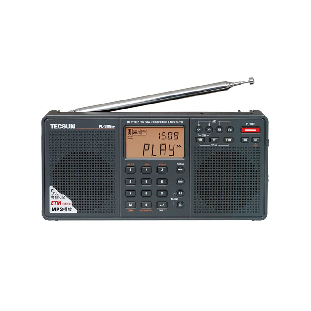 398-MP TECSUN PL398MP PLL DSP Çift Hoparlörlü Radyo | MP3 Destekli Taşınabilir Alıcı - Görsel 1