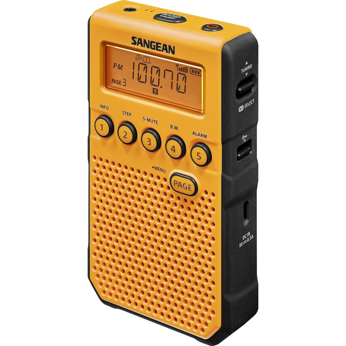 Sangean DT-800YL NOAA Hava Durumu Uyarısı Cep Radyo, AM/FM, Sarı - Görsel 5