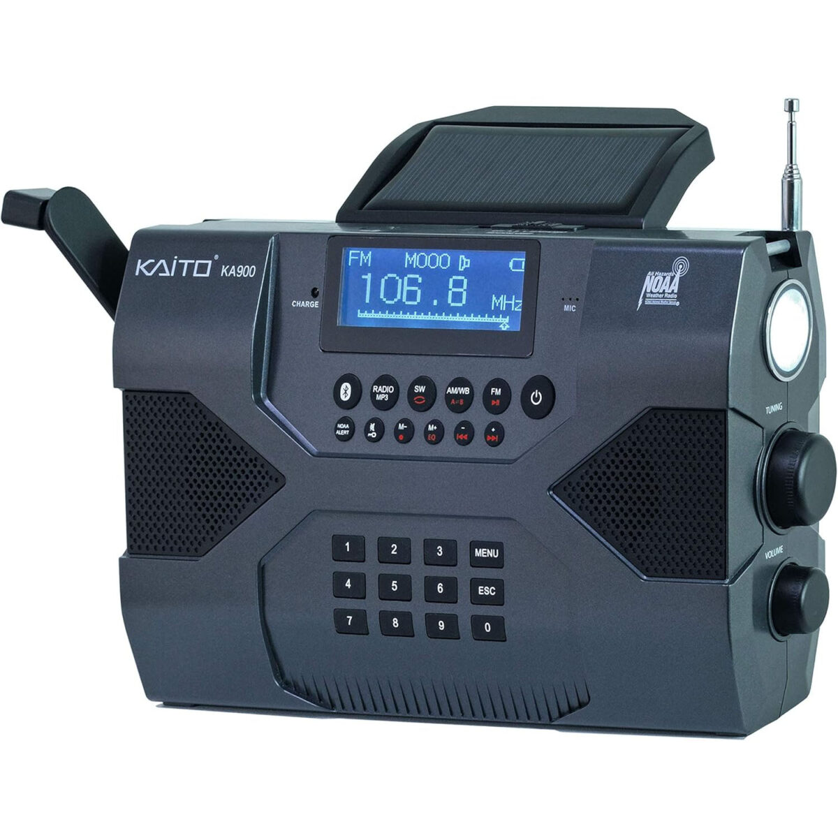Kaito Acil Durum Radyosu Voyager Max KA900 Dijital Güneş Dinamo Krank Rüzgar / FM / SW ve NOAA Hava Durumu Stereo Radyo Alıcısı - Görsel 6