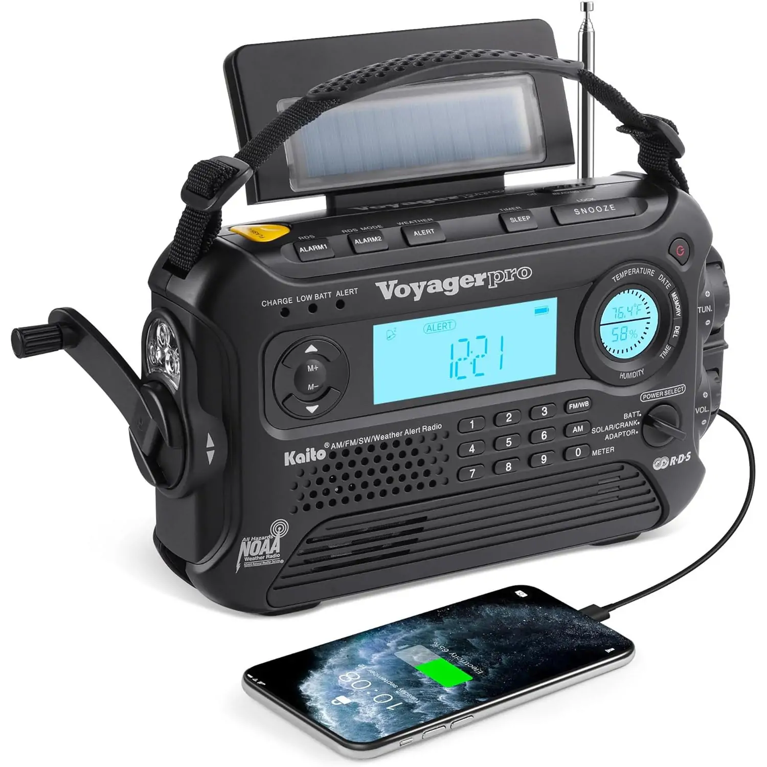 kvblack Kaito Voyager Pro KA600 Dijital Güneş Dinamo El Krank / FM / LW / SW ve NOAA Hava Acil Durum Radyosu - Görsel 1