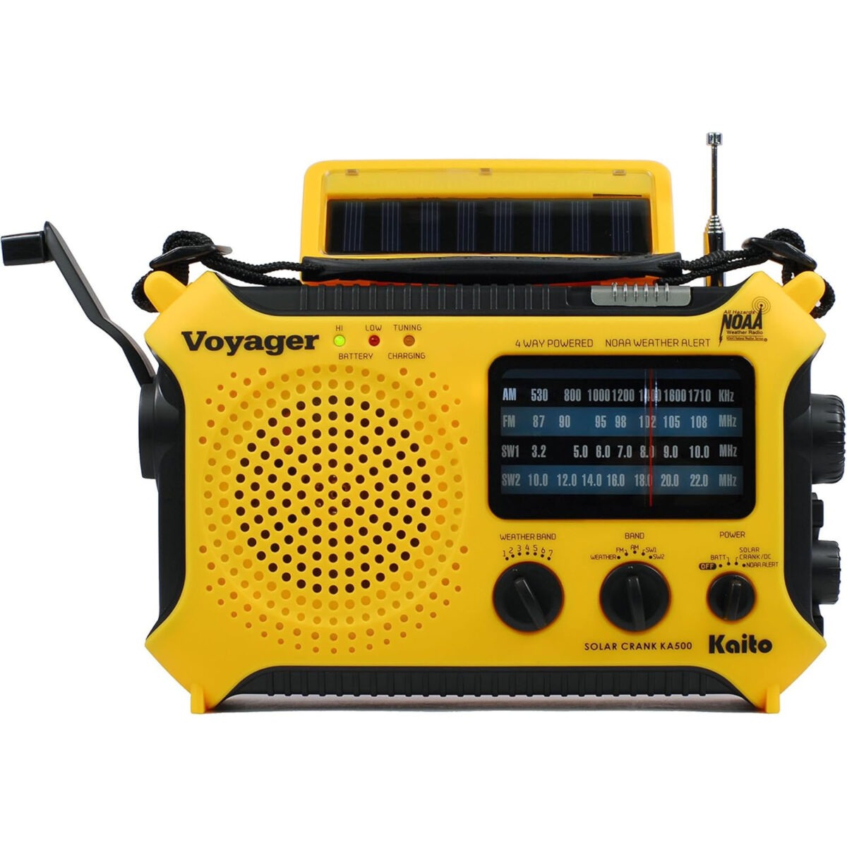 Kaito KA500 5 Powered Güneş Enerjisi, Dinamo Krank, El Feneri ile Acil Durum Radyosu (Sarı) - Görsel 6