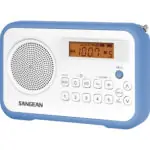 Sangean PR-D18BU AM/FM Taşınabilir Dijital Radyo Koruyucu Tamponlu, Beyaz/Mavi