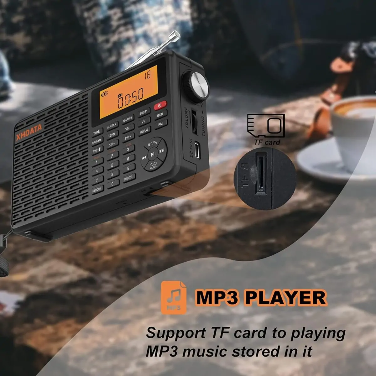 XHDATA D109 Taşınabilir Radyo - AM/FM/Kısa Dalga (SW)/LW Desteği - Görsel 5