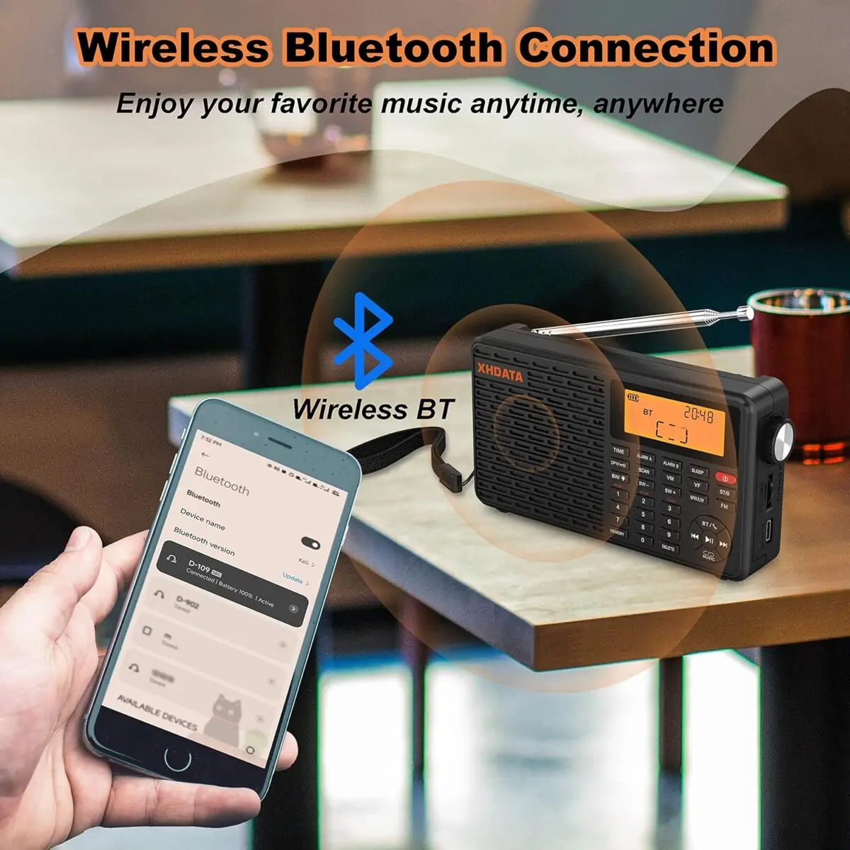 XHDATA D109 Taşınabilir Radyo - AM/FM/Kısa Dalga (SW)/LW Desteği - Görsel 4