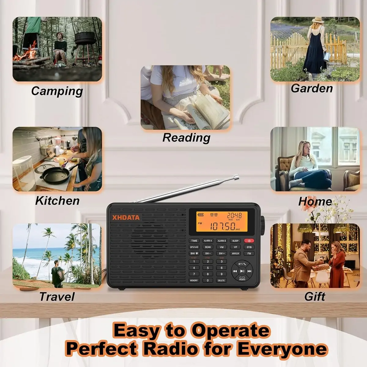 XHDATA D109 Taşınabilir Radyo - AM/FM/Kısa Dalga (SW)/LW Desteği - Görsel 2