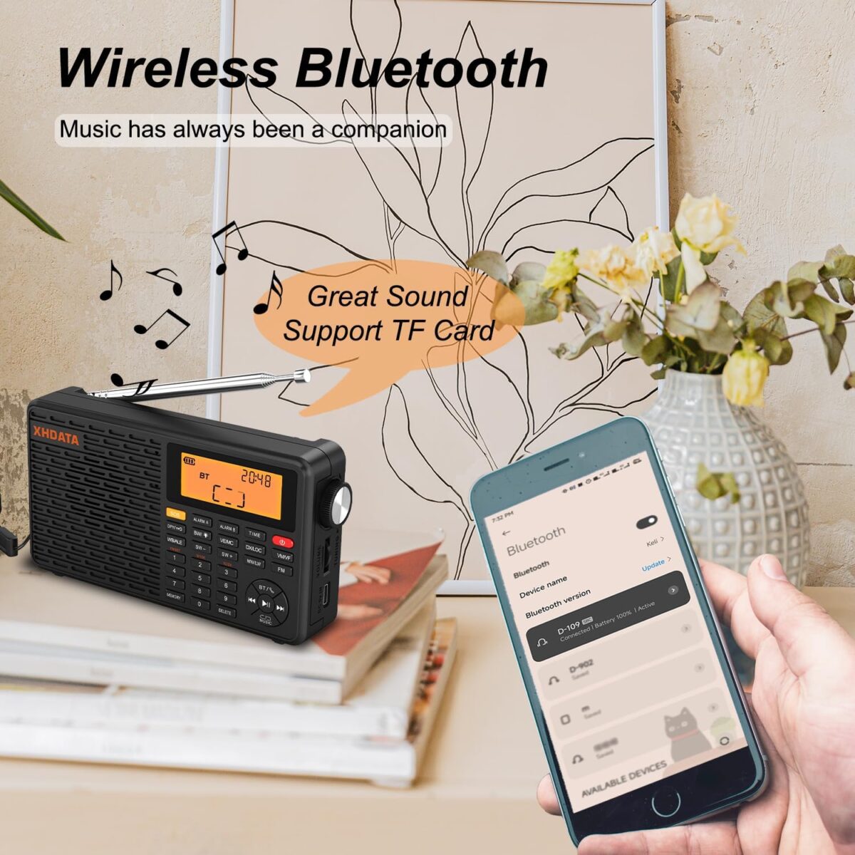 XHDATA D109WB Taşınabilir Radyo AM/FM/SW/LW/WB Hava Durumu Radyo Kısa Dalga Radyo Alıcısı NOAA Uyarısı - Görsel 4