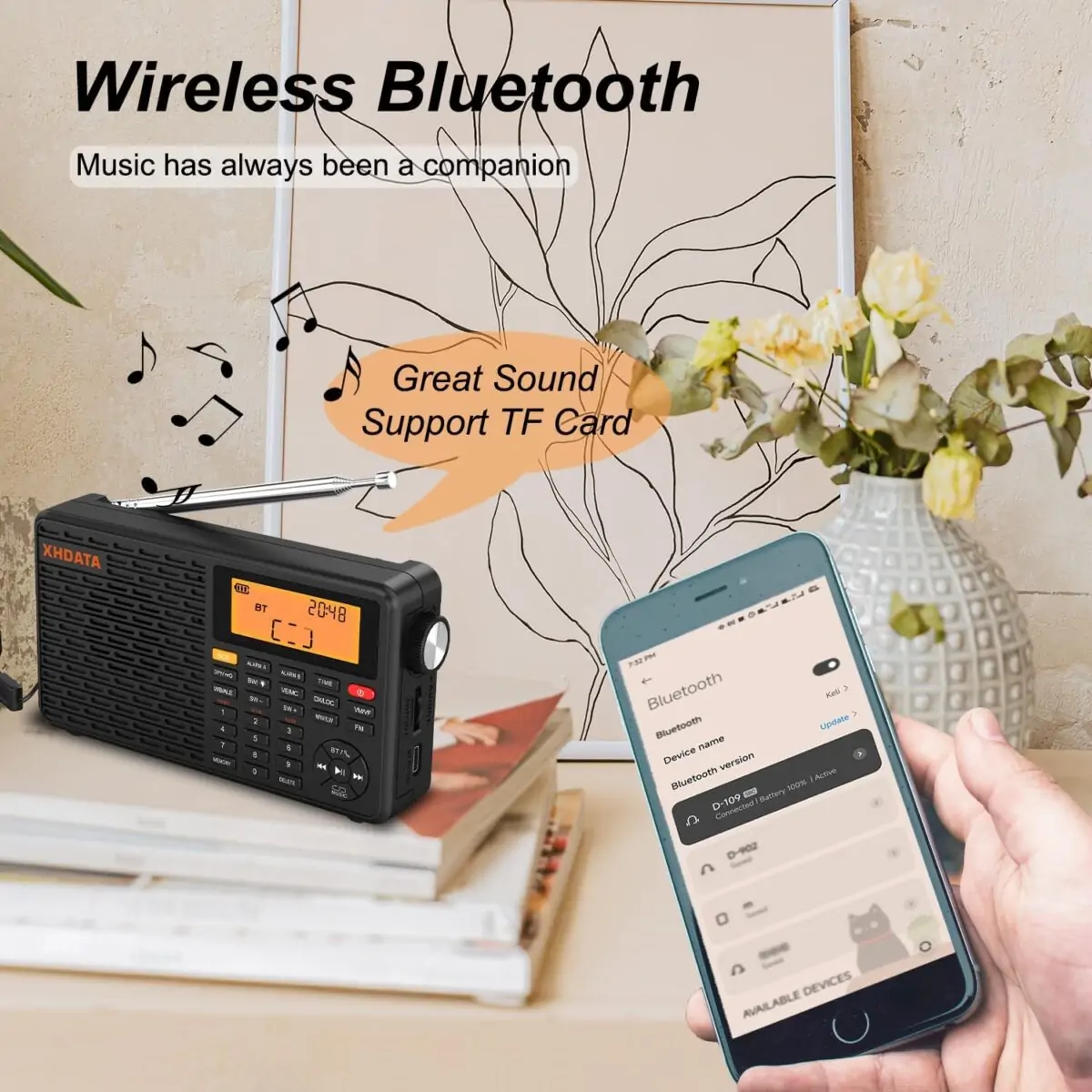 XHDATA D109WB Taşınabilir Radyo AM/FM/SW/LW/WB Hava Durumu Radyo Kısa Dalga Radyo Alıcısı NOAA Uyarısı - Görsel 4