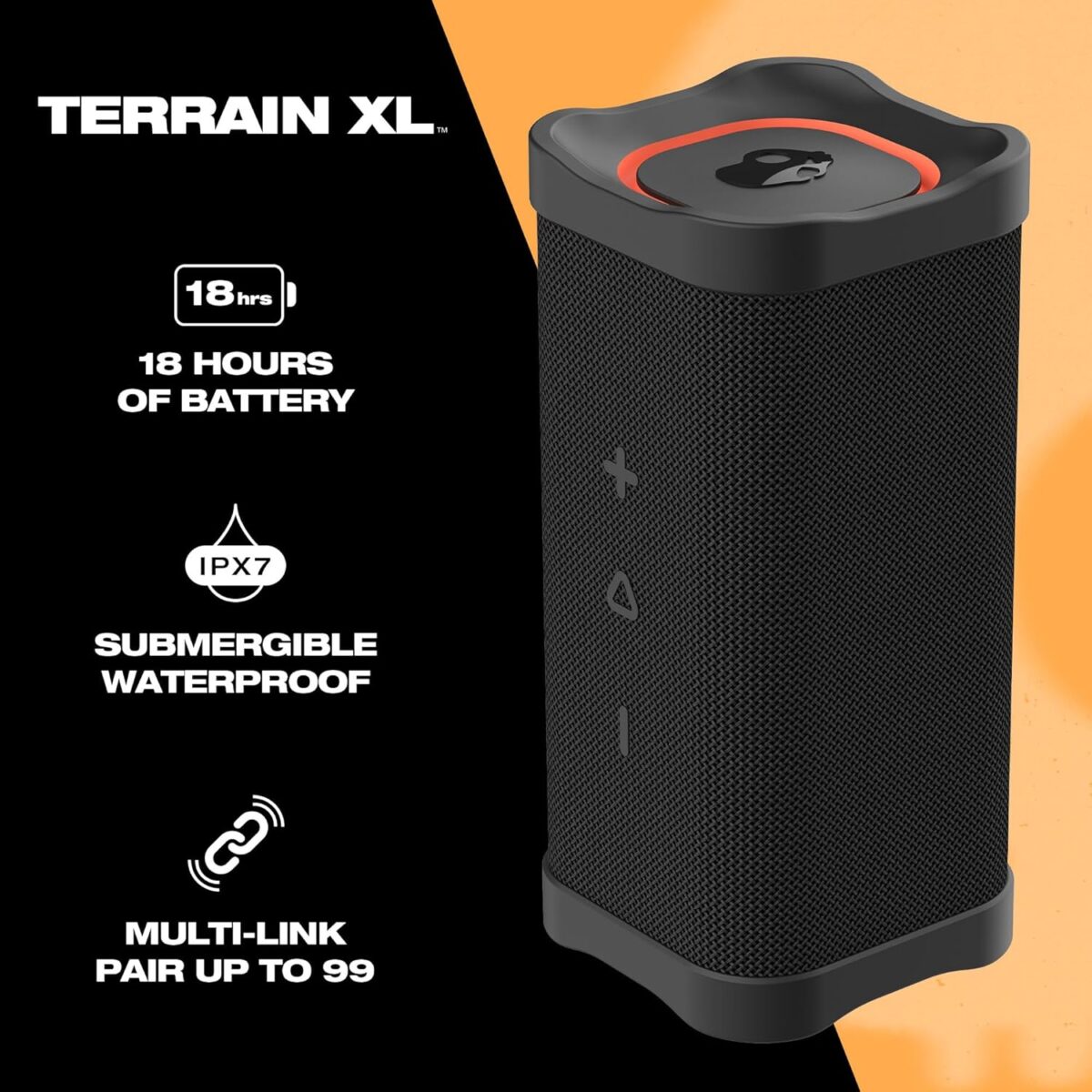 Skullcandy Terrain XL Kablosuz Bluetooth Hoparlör - IPX7 Su Geçirmez Taşınabilir Hoparlör,Naylon Bilek Sargısı - Görsel 2