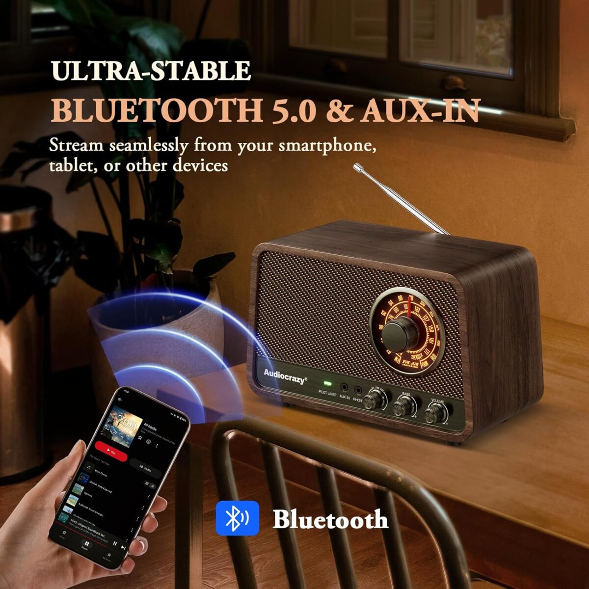 Audiocrazy Vintage AM/FM Radyo Bluetooth Özellikli Hoparlör - Görsel 5