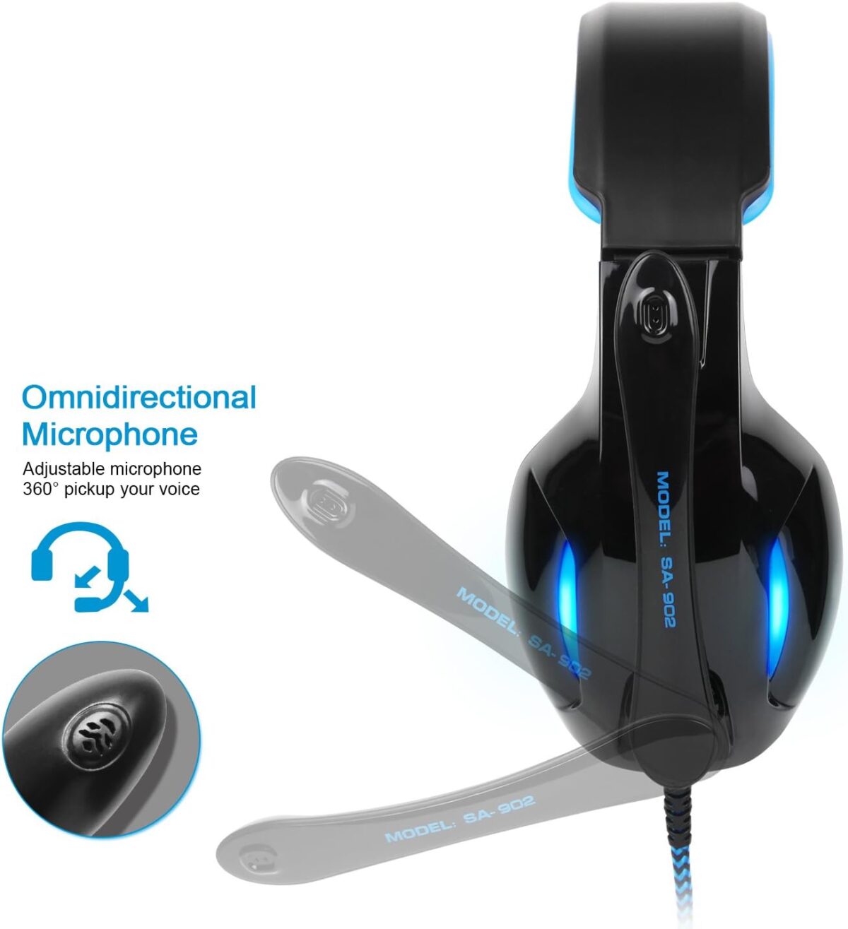 SADES SA902 7.1 USB Gaming Kulaklık Over-Ear Mikrofonlu LED Işıklı - Görsel 3