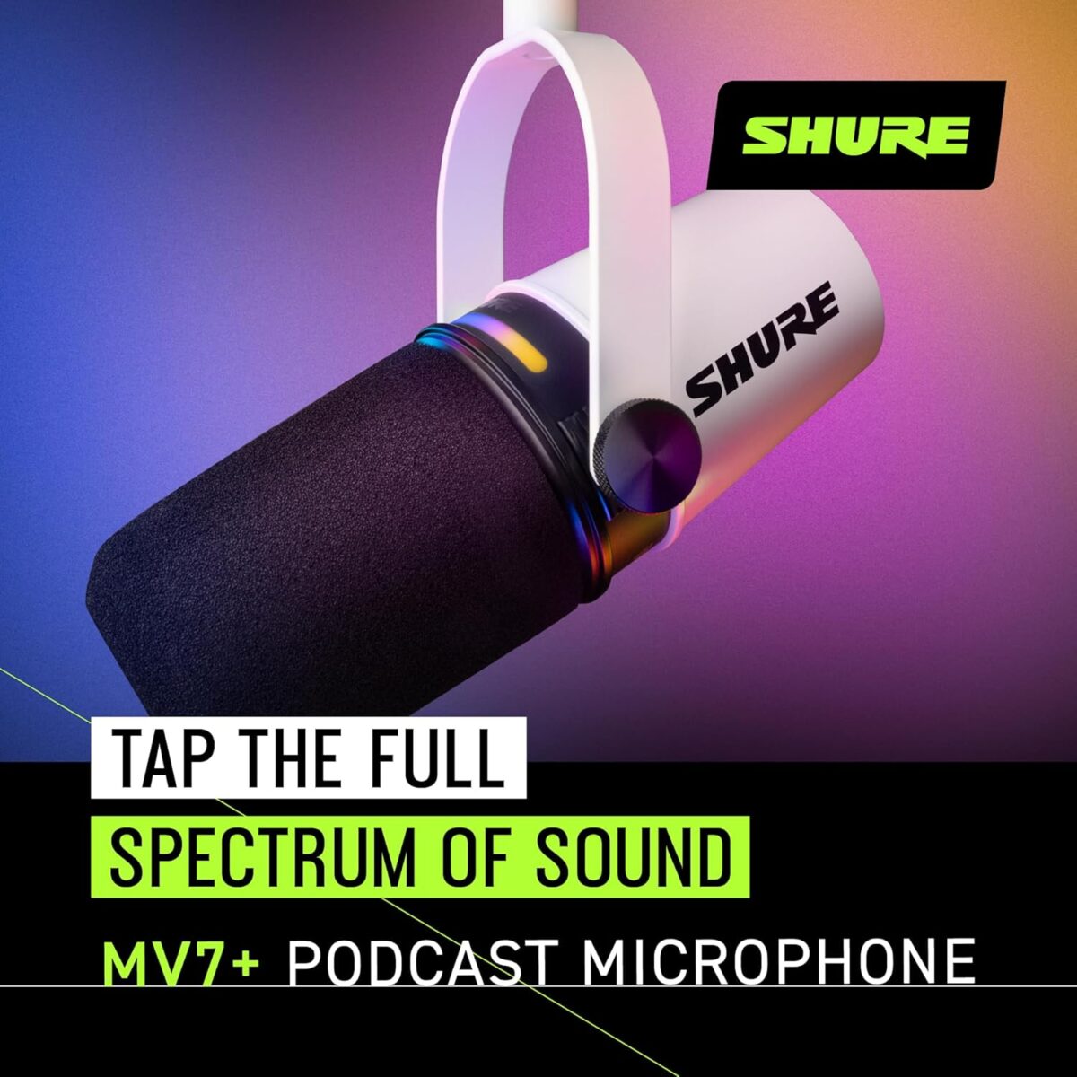Shure MV7+ Podcast Dynamic Microphone USB-C & XLR Podcast Mikrofonu – OBS Certified Yayıncı Mikrofonu, LED Touch Panel, Auto Level Mode, Digital Pop Filter, Reverb Efektleri – Beyaz - Görsel 5
