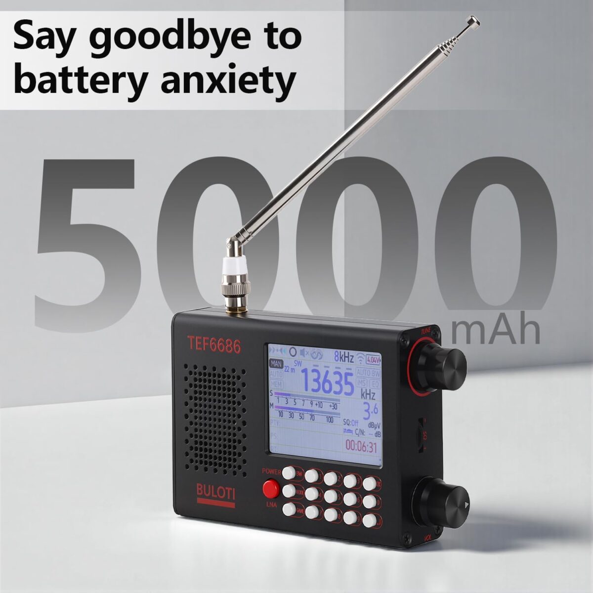 TEF6686 Tam Bant Dokunmatik Ekranlı Taşınabilir Kısa Dalga Radyo - DSP Alıcılı, 5000mAh Bataryalı Dijital Dünya Radyosu - Görsel 3