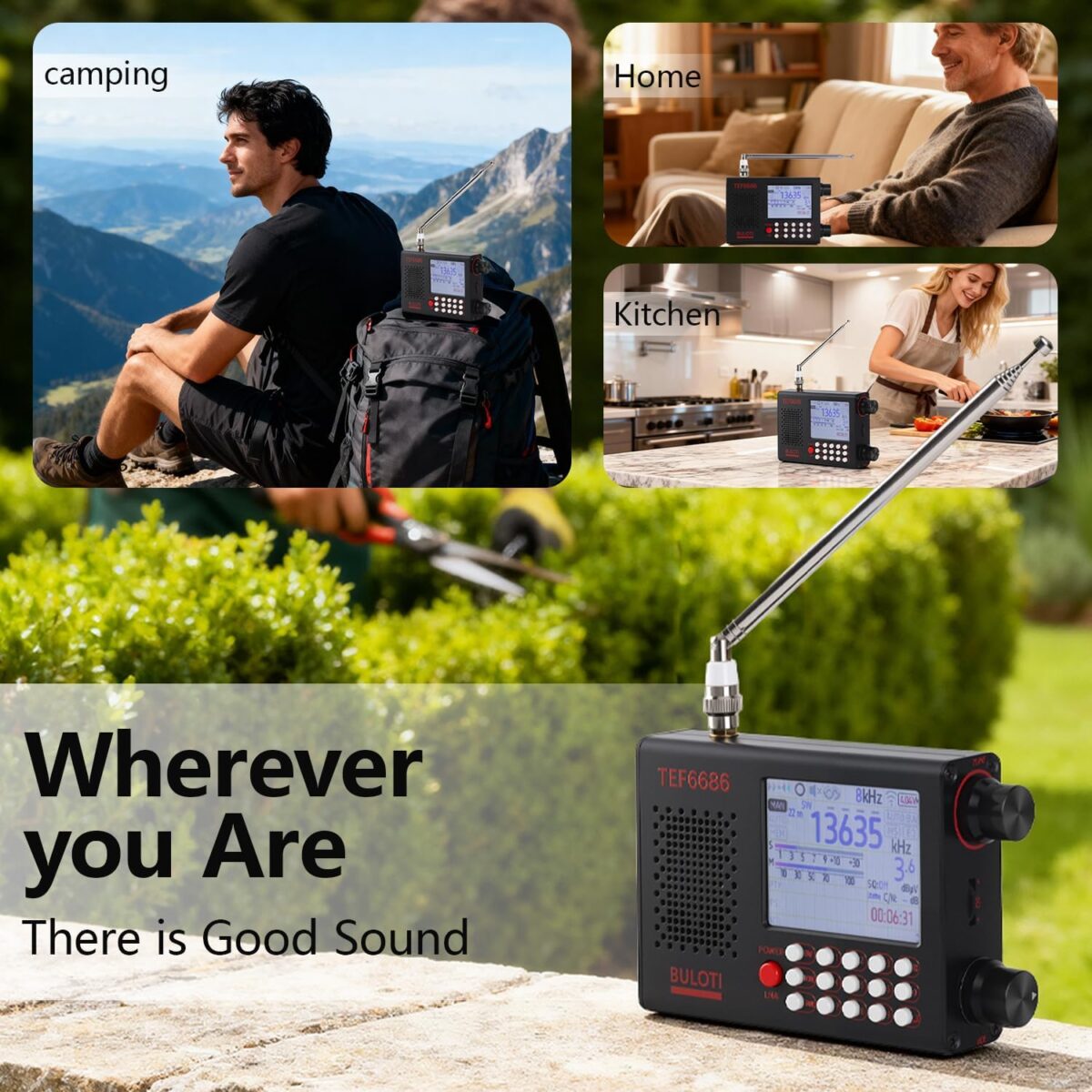 TEF6686 Tam Bant Dokunmatik Ekranlı Taşınabilir Kısa Dalga Radyo - DSP Alıcılı, 5000mAh Bataryalı Dijital Dünya Radyosu - Görsel 4
