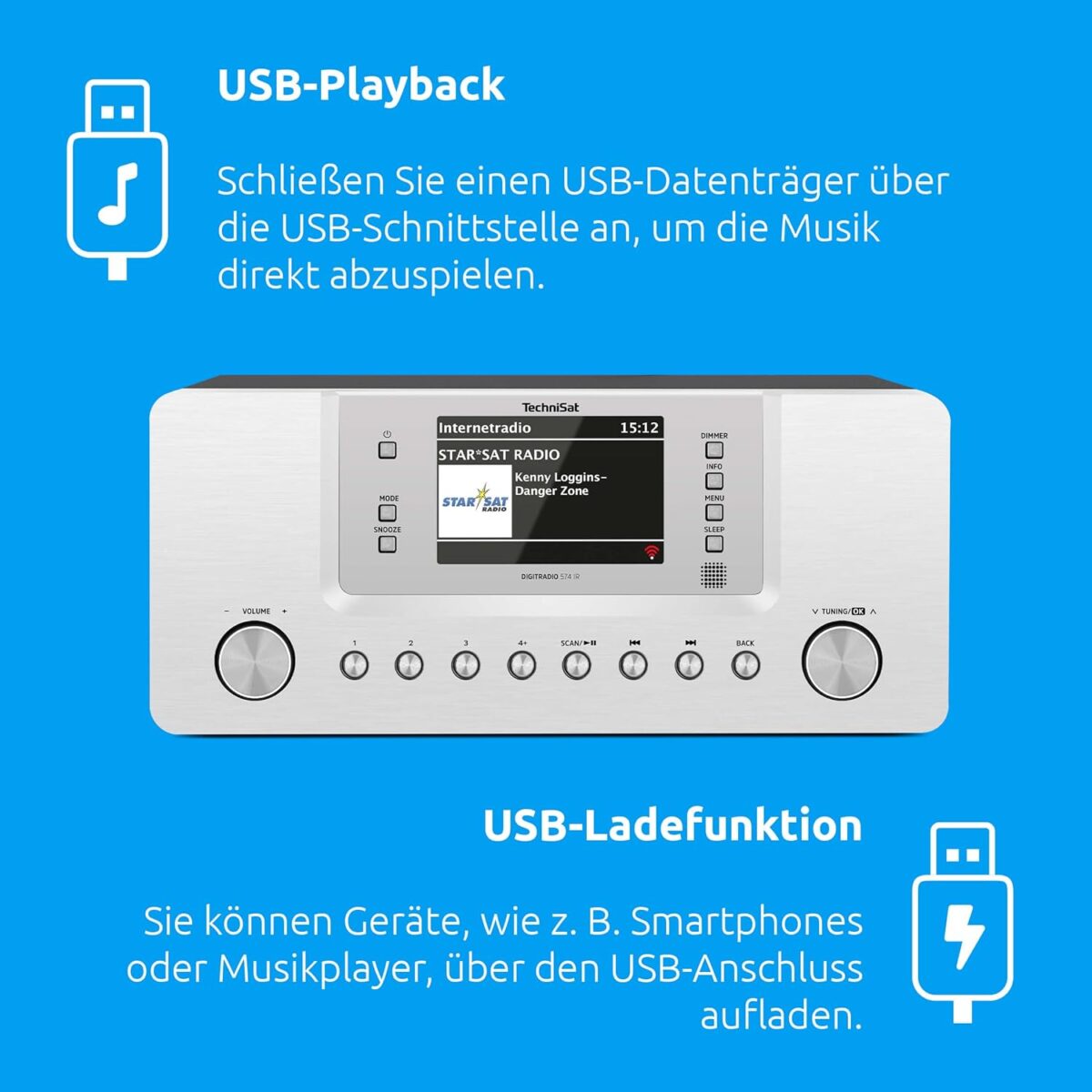 TechniSat DIGITRADIO 574 IR Stereo İnternet ve Dijital Radyo (DAB+, FM, Bluetooth, 4 inç Renkli Ekran) - Görsel 3
