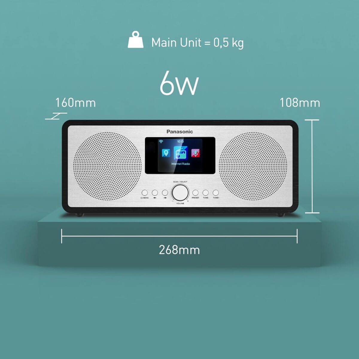 Panasonic RF-D40EG-K İnternet ve DAB+ Radyo (Bluetooth 5.3,USB, 6W Stereo, 2.4" Renkli Ekran, Siyah) - Görsel 2