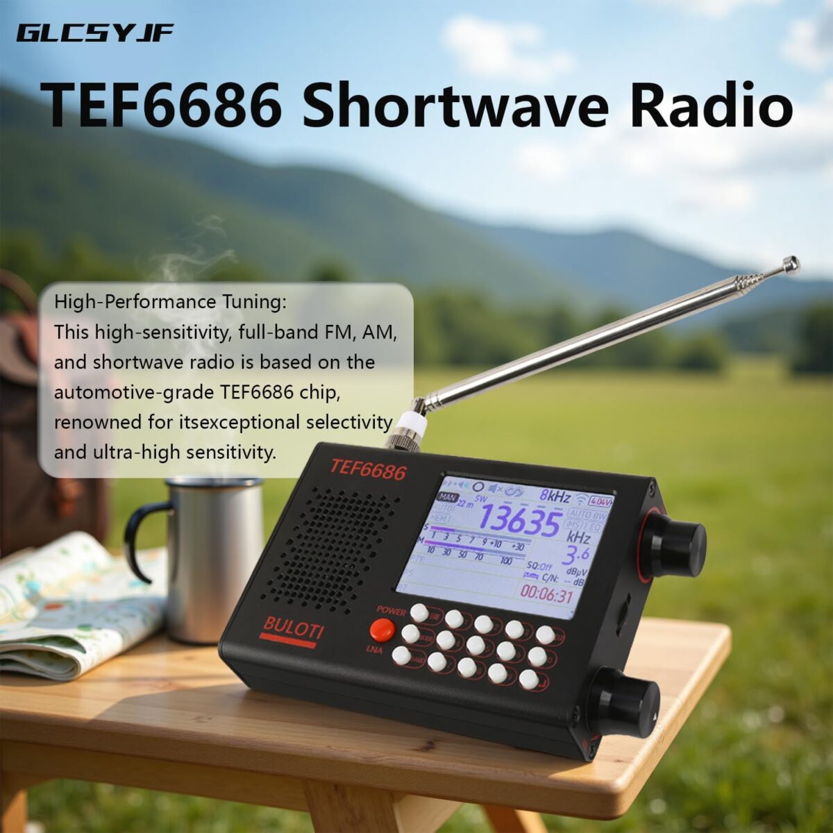 TEF6686 Tam Bant Dokunmatik Ekranlı Taşınabilir Kısa Dalga Radyo - DSP Alıcılı, 5000mAh Bataryalı Dijital Dünya Radyosu - Görsel 6