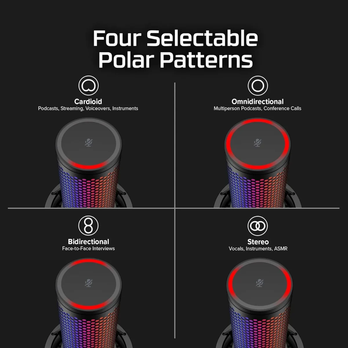 HyperX QuadCast 2 S USB Mikrofon - RGB Aydınlatmalı Profesyonel Yayıncı ve Oyuncu Mikrofonu - Görsel 9